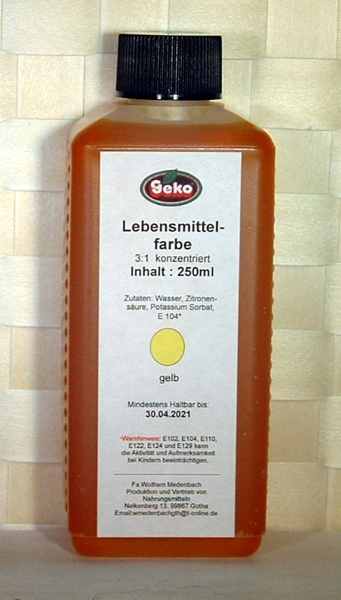 "GEKO" Lebensmittelfarbe, flüssig (gelb) 250ml